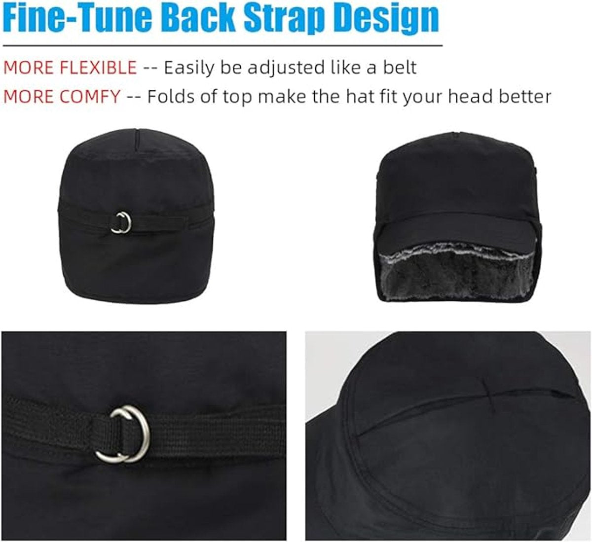 Beanie - Men's Beanie - Men's Winter Beanie - Warm Hats - With Ear Flaps - Ideal for Cold Weather - Faux Fur Lining - Unisex - Warmth - Winter - Sport - Outdoors - Gift Idea - Black