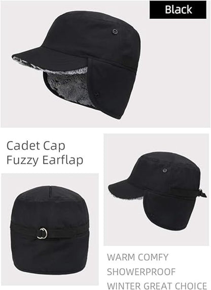 Beanie - Men's Beanie - Men's Winter Beanie - Warm Hats - With Ear Flaps - Ideal for Cold Weather - Faux Fur Lining - Unisex - Warmth - Winter - Sport - Outdoors - Gift Idea - Black