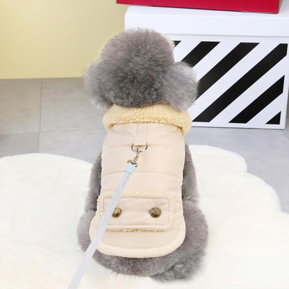 Dog Coat - Extreme Cold Weather Coat - Winter Dog Coat - Warm Dog Coat - Windproof Dog Coat - Velvet Dog Coat - Thick Winter Clothing - Fur Collar - Perfect for Dogs - Size XXL - Khaki