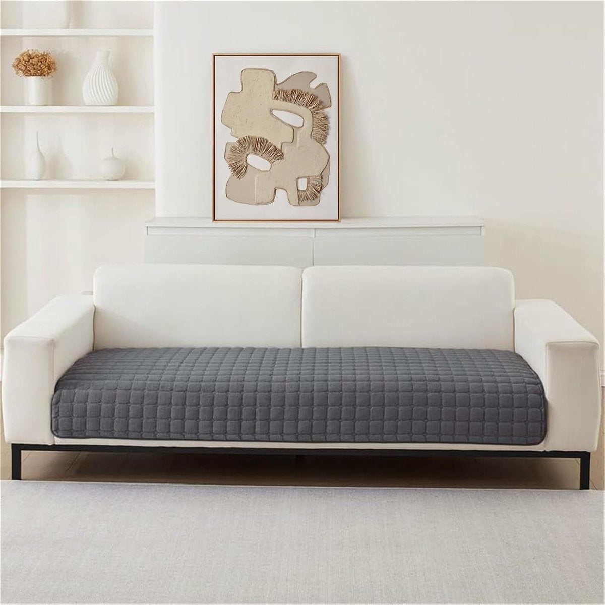 Sofa cover - Corner sofa cover - Flannel sofa cover - Winter - Winter sofa cover - Sofa cover - Corner sofa cover (1/2/3/4 seater) - L-shaped sofa cover - Grey - 90 x 90 cm