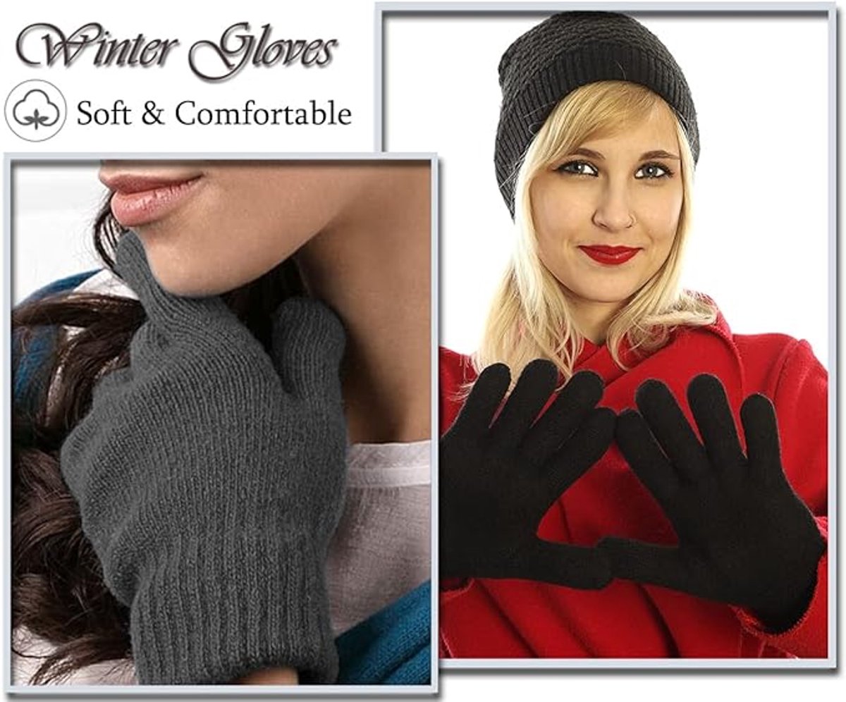 Winter Gloves - Men's Gloves - Warm Winter Gloves - Thick Unisex Gloves - Women's Gloves - Thermal Wool - Knitted Touchscreen Gloves - Perfect for Motorcycling - Outdoor Work - Sports - Christmas - Christmas Gift