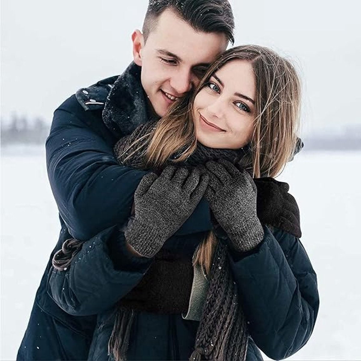 Winter Gloves - Men's Gloves - Warm Winter Gloves - Thick Unisex Gloves - Women's Gloves - Thermal Wool - Knitted Touchscreen Gloves - Perfect for Motorcycling - Outdoor Work - Sports - Christmas - Christmas Gift