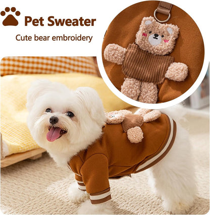 Dog Coat - Dog Sweater - Dog Clothes with D-Ring - Warm Winter Sweater - Soft Sweatshirt - Warm Winter Dog Clothes - Perfect for Small Dogs and Cats - Size M - Christmas Decorations