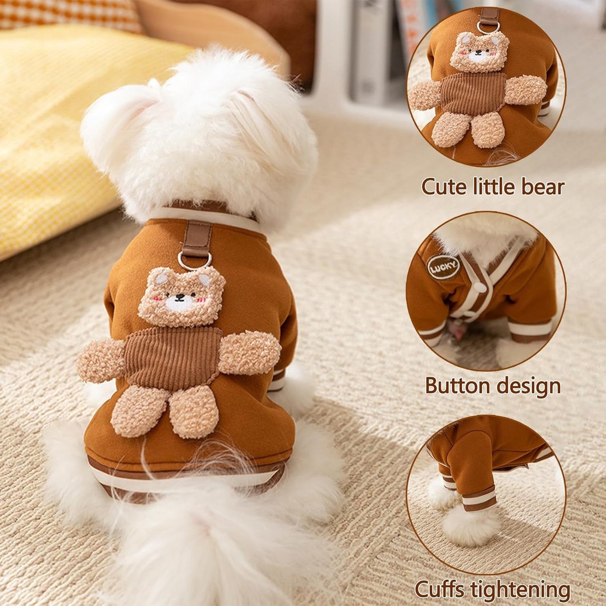 Dog Coat - Dog Sweater - Dog Clothes with D-Ring - Warm Winter Sweater - Soft Sweatshirt - Warm Winter Dog Clothes - Perfect for Small Dogs and Cats - Size XL - Christmas Decorations