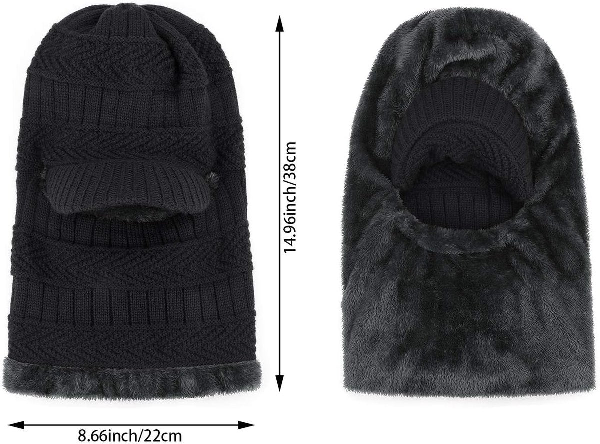 Beanie - Men's Winter Beanie - Knitted Beanie - Men's Beanie - With Flexible Neck Gaiter - Ski Balaclava - Unisex - Windproof - Warm - Ideal for Outdoor Activities - Camping - Skiing - Everyday Wear - Winter