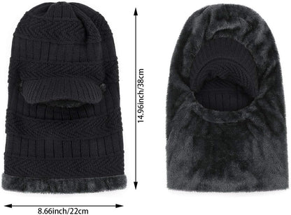 Beanie - Men's Winter Beanie - Knitted Beanie - Men's Beanie - With Flexible Neck Gaiter - Ski Balaclava - Unisex - Windproof - Warm - Ideal for Outdoor Activities - Camping - Skiing - Everyday Wear - Winter