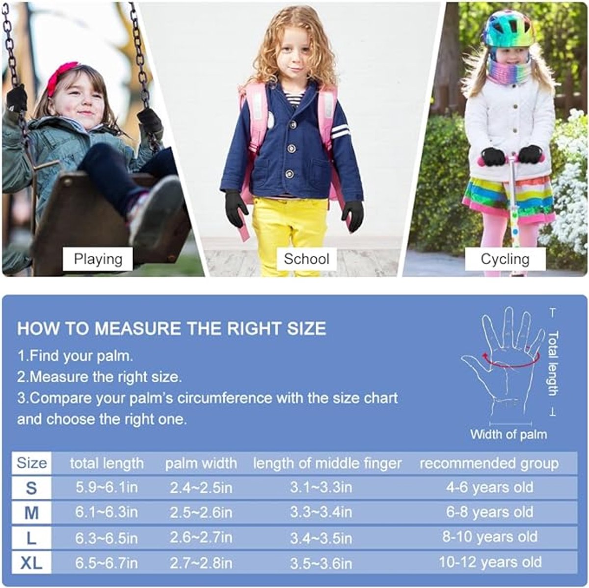 Gloves - Winter Gloves - Cycling Gloves - Running Gloves - Outdoor Sports Gloves - Children's Winter Gloves - Touchscreen Compatible - Thick, Waterproof, Windproof and Non-Slip - Warm Fleece - Gift for Boys and Girls