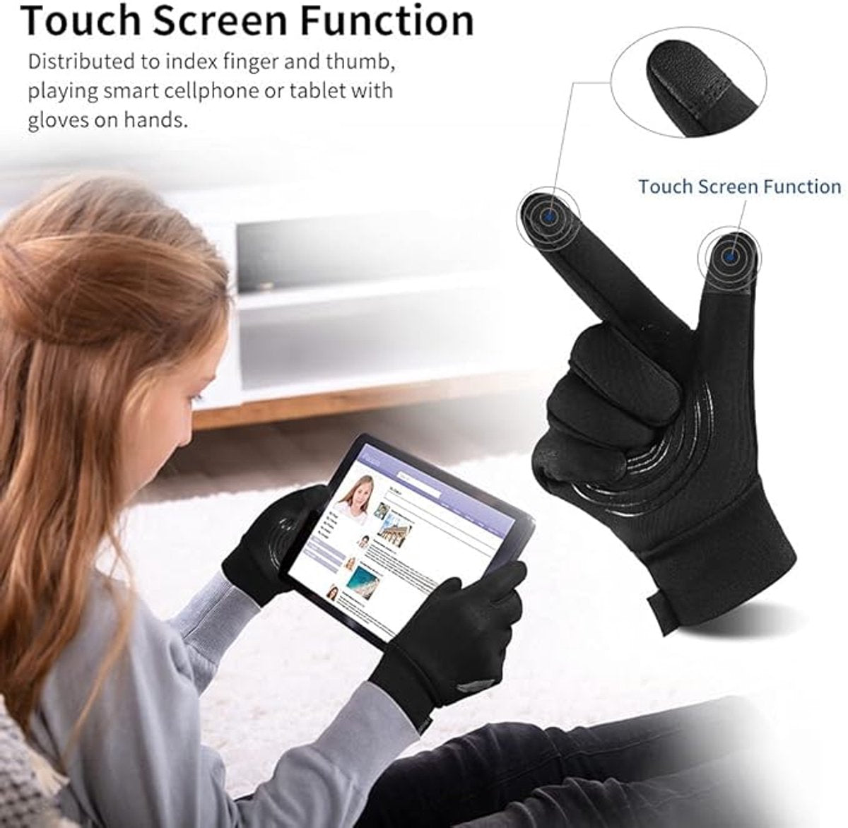 Gloves - Winter Gloves - Cycling Gloves - Running Gloves - Outdoor Sports Gloves - Children's Winter Gloves - Touchscreen Compatible - Thick, Waterproof, Windproof and Non-Slip - Warm Fleece - Gift for Boys and Girls