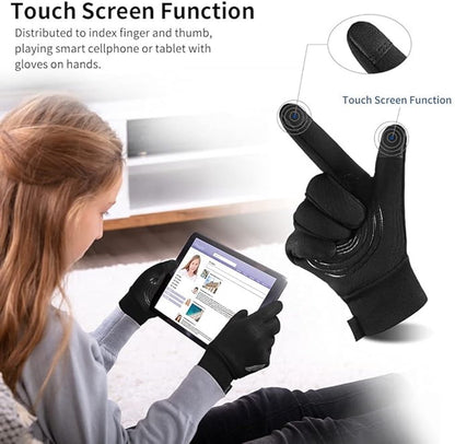 Gloves - Winter Gloves - Cycling Gloves - Running Gloves - Outdoor Sports Gloves - Children's Winter Gloves - Touchscreen Compatible - Thick, Waterproof, Windproof and Non-Slip - Warm Fleece - Gift for Boys and Girls