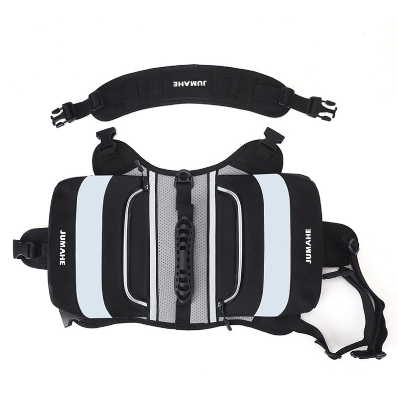 JUMAHE Dog Backpack Harness, Adjustable Dog Saddle Bag with Reflective Strips, Waterproof Oxford Pet Pack for Medium Large Dogs Walking Hiking Travel Camping(Black)