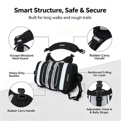 JUMAHE Dog Backpack Harness, Adjustable Dog Saddle Bag with Reflective Strips, Waterproof Oxford Pet Pack for Medium Large Dogs Walking Hiking Travel Camping(Black)