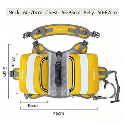 JUMAHE Dog Backpack Harness, Adjustable Dog Saddle Bag with Reflective Strips, Waterproof Oxford Pet Pack for Medium Large Dogs Walking Hiking Travel Camping(Yellow)
