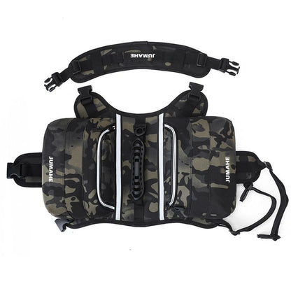 JUMAHE Dog Backpack Harness, Adjustable Dog Saddle Bag with Reflective Strips, Waterproof Oxford Pet Pack for Medium Large Dogs Walking Hiking Travel Camping(Night camo)