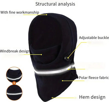 Adjustable Fleece Balaclava With Reflective Safety Strip | Neck Warmer | Windproof | UV Protection | Ski Mask | Scooter Mask | Winter Mask | Winter Hat | Dark Blue