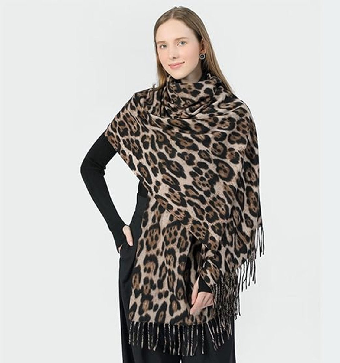 Winter scarf with leopard print scarf women, women's winter scarf, soft cashmere feels warm, scarves, long blankets, wraps