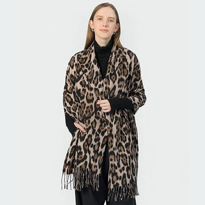 Winter scarf with leopard print scarf women, women's winter scarf, soft cashmere feels warm, scarves, long blankets, wraps