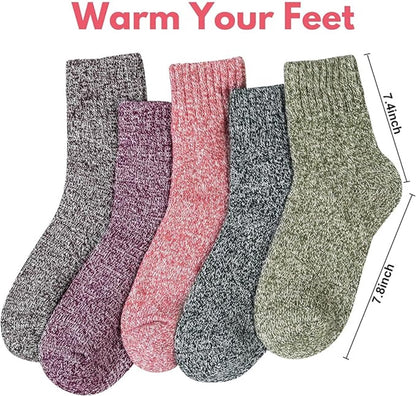 5-pair women's winter socks - extra thick and comfortable winter socks - knitted socks - warm and fun knitted socks - women's gifts