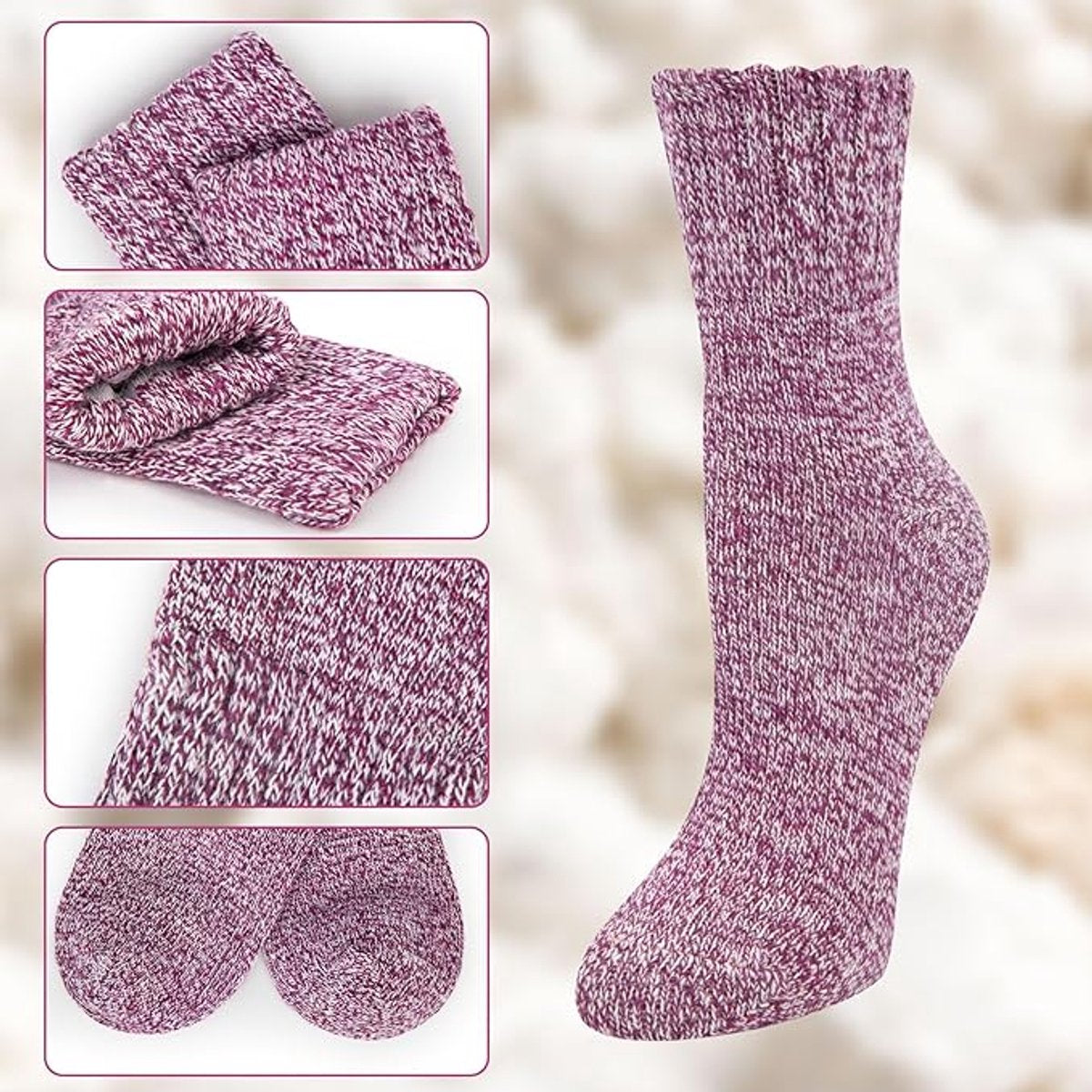 5-pair women's winter socks - extra thick and comfortable winter socks - knitted socks - warm and fun knitted socks - women's gifts