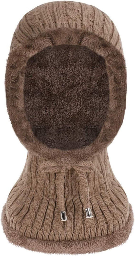 Warm Winter Hat with Fleece Lining - Balaclava Scarf Set - for Skiing, Hiking and Winter Sports