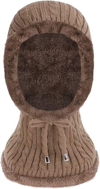Warm Winter Hat with Fleece Lining - Balaclava Scarf Set - for Skiing, Hiking and Winter Sports