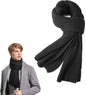Knitted Scarf for Women & Men - Warm Winter Scarf - Small Scarf - Unisex - Oblong Scarf - Wool Scarf - Winter Warm & Soft - Men's Scarf - Women's Scarf - Finely Woven Scarf - Classic Scarf - Black - 185 x 30 Cm