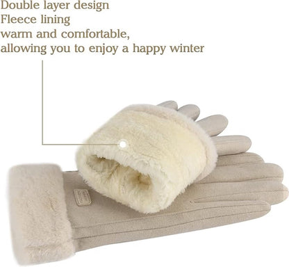 Winter Gloves - Touchscreen Winter Gloves - Winter Gloves - Warm - Women's - Windproof - Winter Gloves - One Size - For Cycling, Motorcycle, Scooter, Sports and Walking