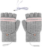 Heated Gloves - USB Heated Mittens - Heated Gloves - Electric Winter Gloves - Knitted Heated Gloves - Waterproof - Windproof - USB Rechargeable - Electrically Heated - One Size - Unisex - Winter Gift - Grey