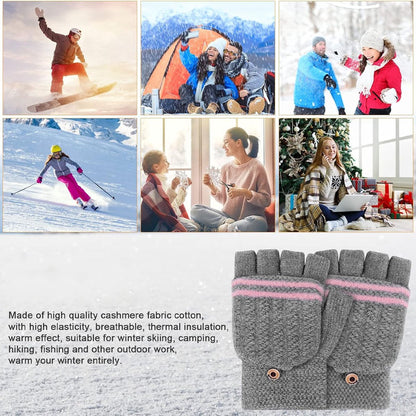 Heated Gloves - USB Heated Mittens - Heated Gloves - Electric Winter Gloves - Knitted Heated Gloves - Waterproof - Windproof - USB Rechargeable - Electrically Heated - One Size - Unisex - Winter Gift - Grey