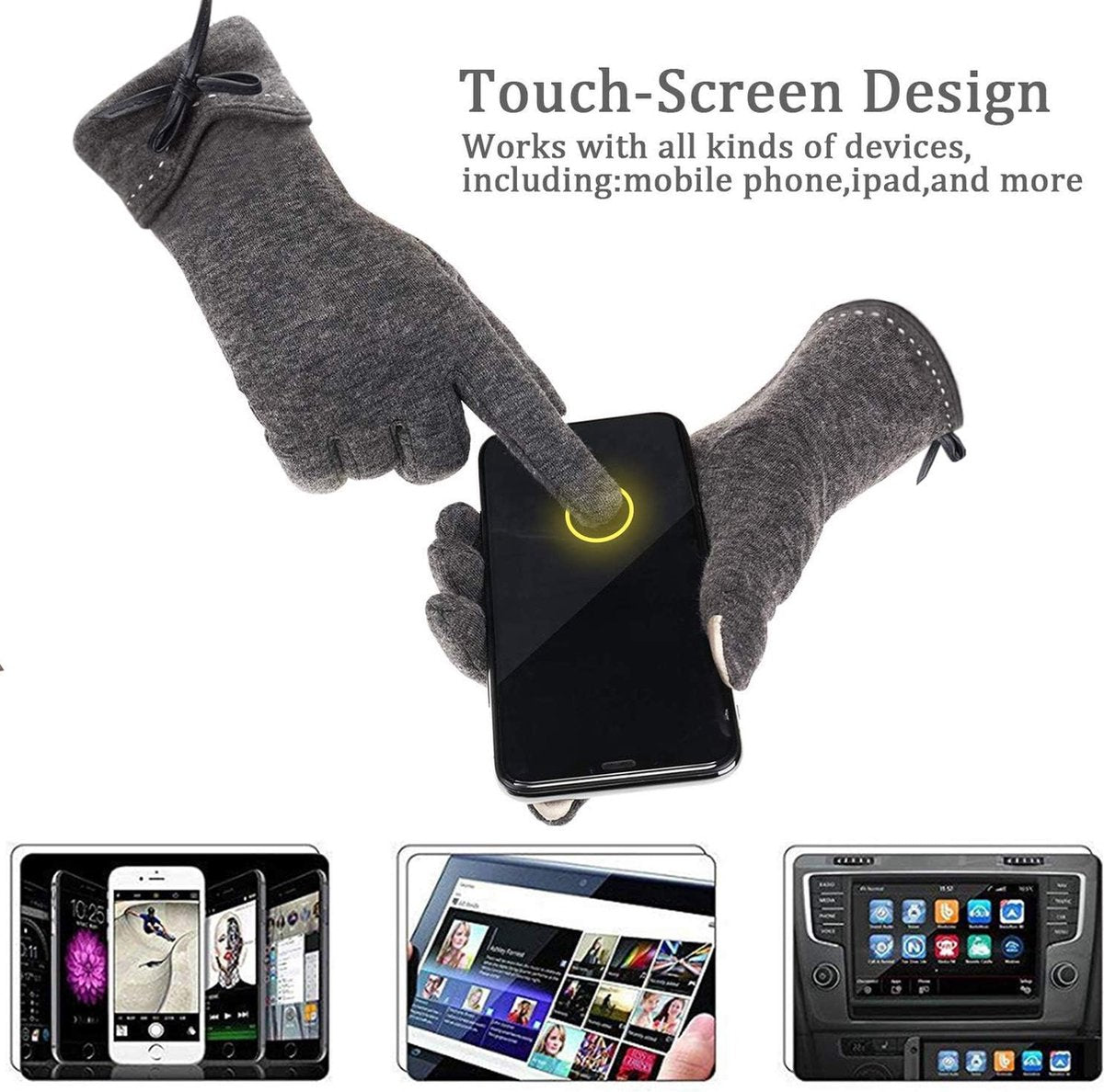 Thermal Gloves - Winter Sports - Thermal - Waterproof - Autumn - Winter Gloves Women's Thin Section Keep Warm - Touchscreen Single Layer - Windproof Cycling - Tie Nice Elasticity Gloves