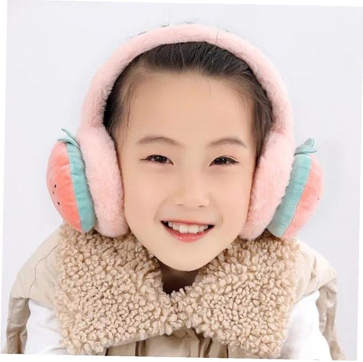 Ear Protectors - 2 Pieces - Ear Warmer - Ear Covering - Plush Ear Warmers - Carrot Ear Warmer - Strawberry Ear Warmer - Winter Ear Warmers - Foldable - Headwear - Windproof - Winter Outdoors - Warm Protection - Winter Accessories - Christmas Gift - Pink