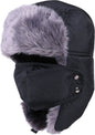 Winter Trapper Hat - Winter Hat Keeps Warm - Cotton Hat - Windproof Warm - For Snowboarding Skating Cycling - Soft Comfortable With Elastic - 3 In 1 - With Warm Ear Flap - Black - Size 55-60cm
