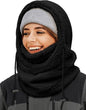 3-in-1 Women's Hat, Scarf & Face Mask - winter hooded scarf - windproof women's hat - cold protection - winter ski mask for men women - women's hat neck windproof scarf with hood cold weather warm face covering - Balaclava - Black