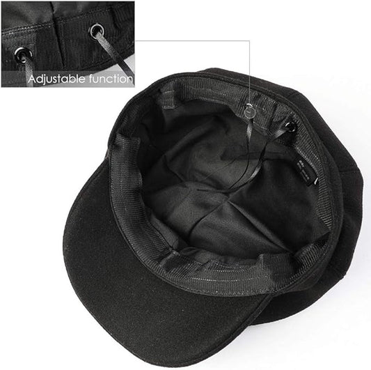 Ladies' Beret - Ladies' Hat - Warm Winter Beret - Ladies' Autumn and Winter Beret - Beret - Octagonal Cap - Soft Octagonal Beret - Adjustable Beret - Winter Hat with Visor - Winter - Fashion - Classic Autumn/Winter Style - Black