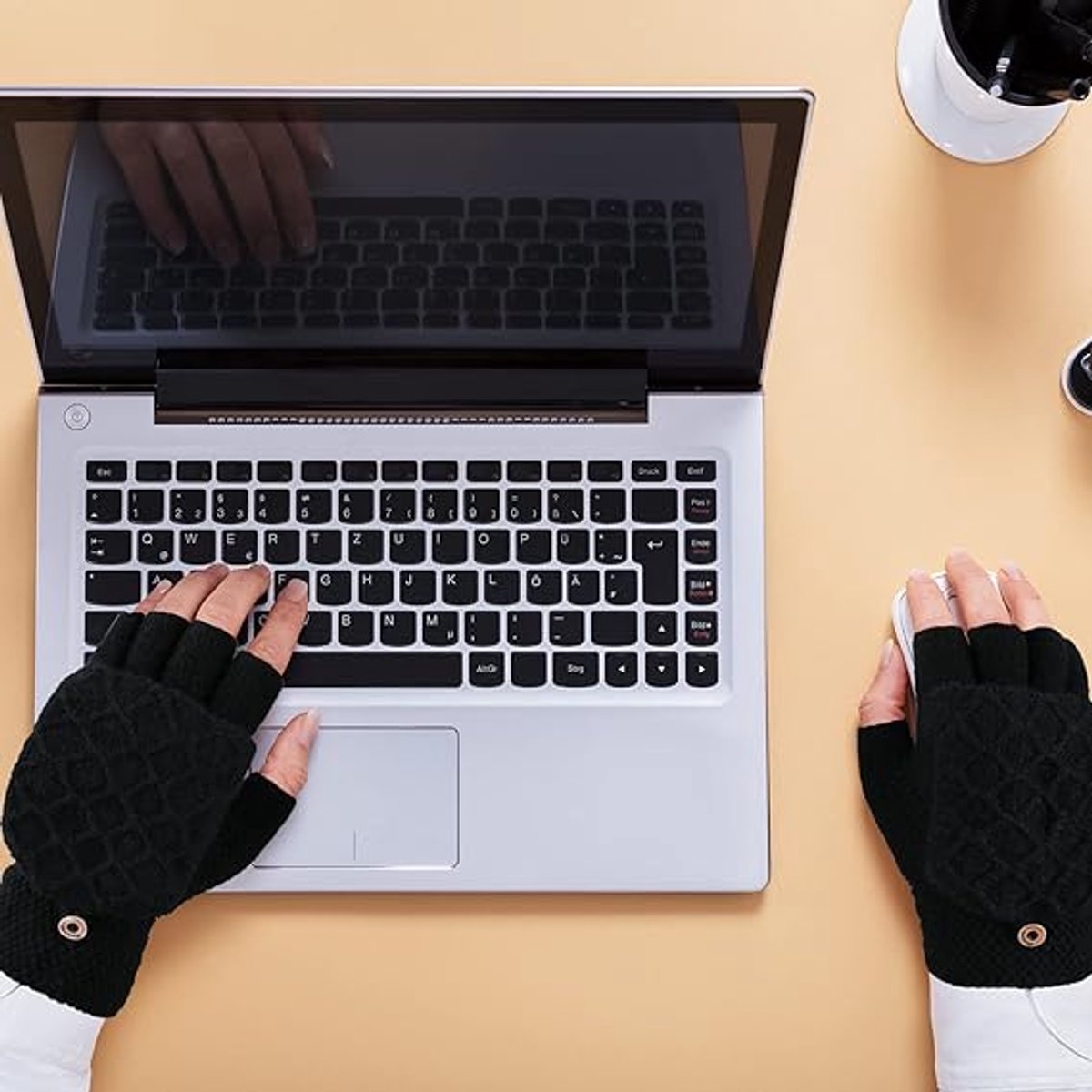 2 Pairs USB Heated Gloves - Heated Gloves - Electric Heating - Double-Sided Heating - Knitted Heated Gloves - Warm Winter Gloves - Gloves with Heating - Gloves - Winter - Unisex - Grey/Black