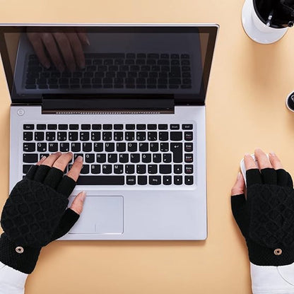 2 Pairs USB Heated Gloves - Heated Gloves - Electric Heating - Double-Sided Heating - Knitted Heated Gloves - Warm Winter Gloves - Gloves with Heating - Gloves - Winter - Unisex - Grey/Black