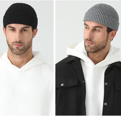 3 Pieces - hat - men's hat - Beanie - women's hat - men's beanie - Winter hat - knitted hat - Warm Hats - Cycling hat - Knitted ski hats - Running hats - Ultrawarm - Unisex - short knitted autumn winter warm hat - Yellow, Grey, Black