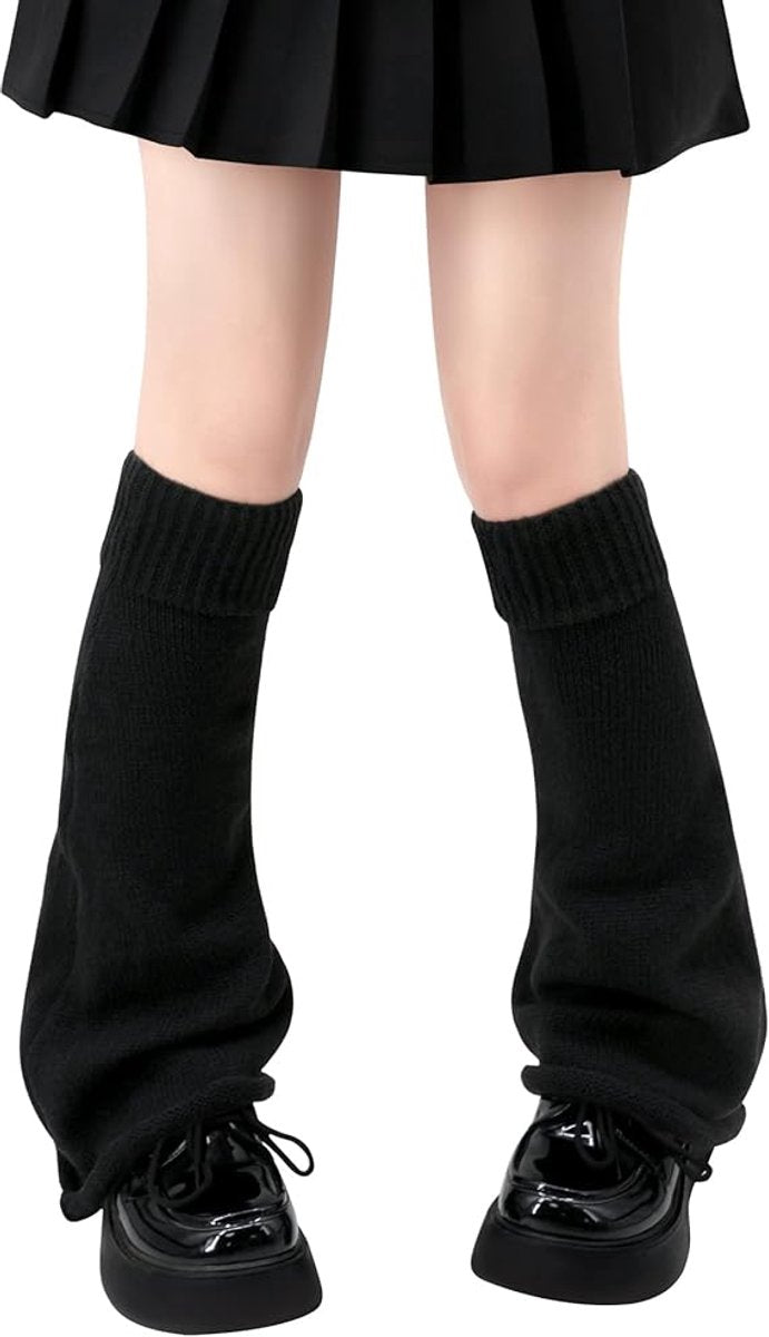 Leg warmers - 1 pair - Socks - Winter leg warmers - Warm leg warmers - Long socks - Calf socks - Knee socks - Stacked socks - Autumn and winter socks - knitted socks - retro accessories - black