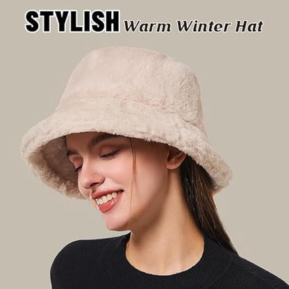 Women's Beanie - Hat - Bucket Hat - Winter Hat - Fisherman's Hat - Ladies' Bucket Hat - Winter Bucket Hat For Women - Winter Hat - Warm Beanies - Winter Fisherman's Hat - Fluffy - Winter - Fashion - Unisex - Beige