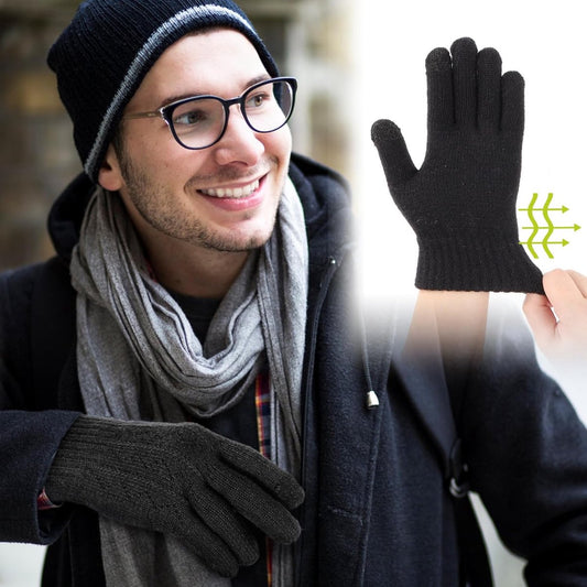 Gloves - Winter Gloves - Warm Gloves - Touchscreen Gloves - Men's Winter Touchscreen Gloves - Warm and windproof fleece lining - Durable and soft - for outdoors, running, skiing, cycling - black