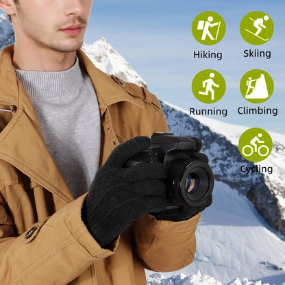 Gloves - Winter Gloves - Warm Gloves - Touchscreen Gloves - Men's Winter Touchscreen Gloves - Warm and windproof fleece lining - Durable and soft - for outdoors, running, skiing, cycling - black