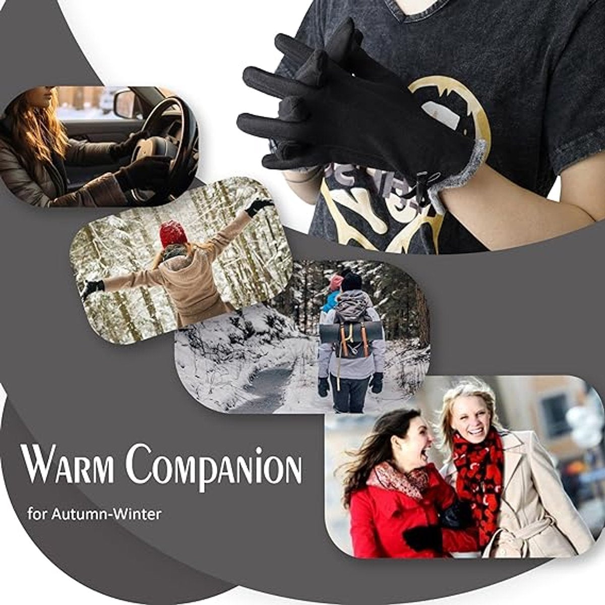 Gloves - women's gloves - winter gloves - Winter gloves - Insulated touchscreen gloves - touchscreen gloves for index finger - Cycling Gloves - Elegant and stylish - Black