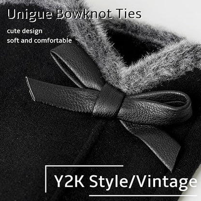 Gloves - women's gloves - winter gloves - Winter gloves - Insulated touchscreen gloves - touchscreen gloves for index finger - Cycling Gloves - Elegant and stylish - Black