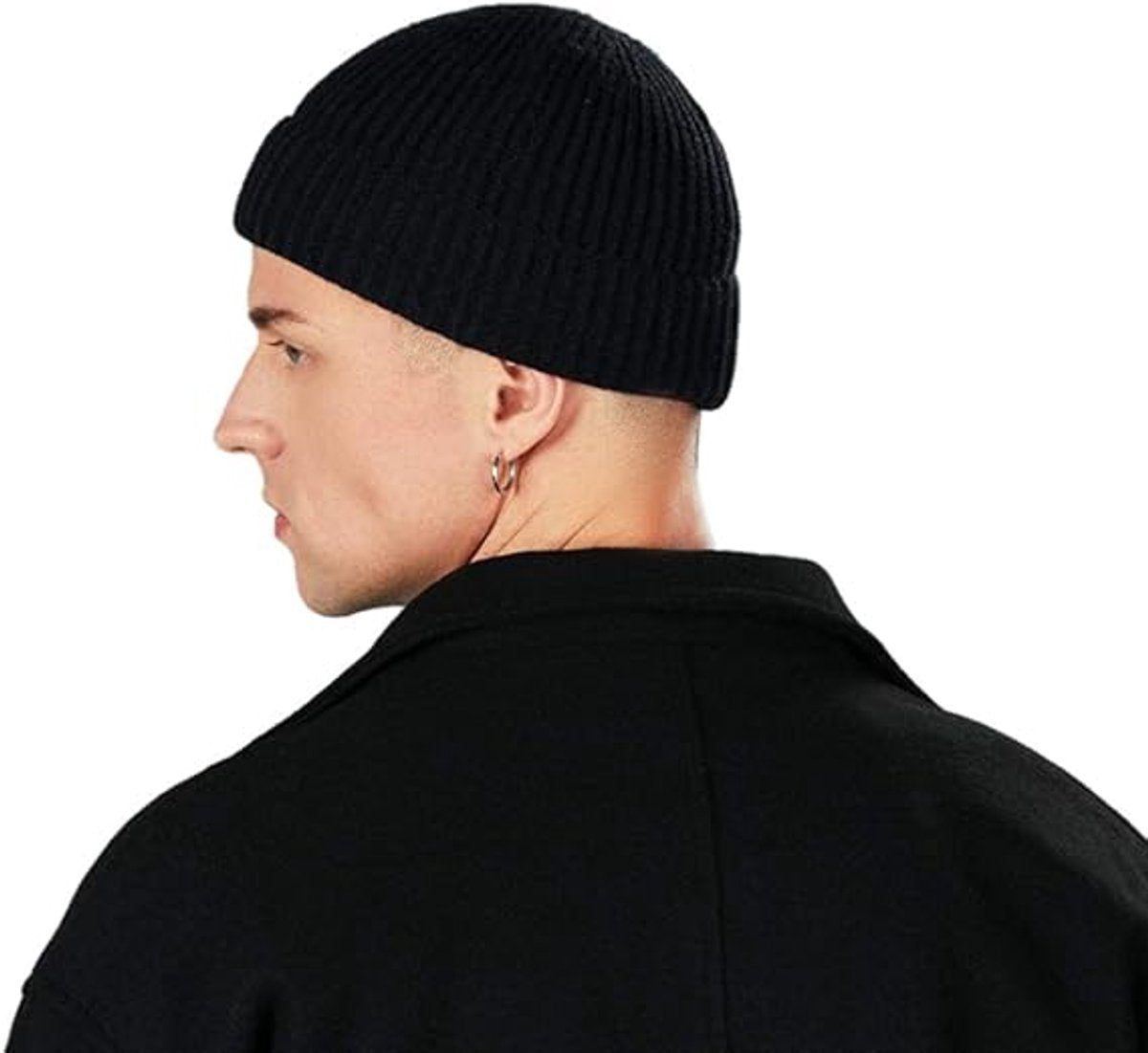 2 Pieces - hat - men's hat - Beanie - women's hat - men's beanie - Winter hat - knitted hat - Warm Hats - Cycling hat - Knitted ski hats - Running hats - Ultrawarm - Unisex - short knitted autumn winter warm hat - Grey, Black