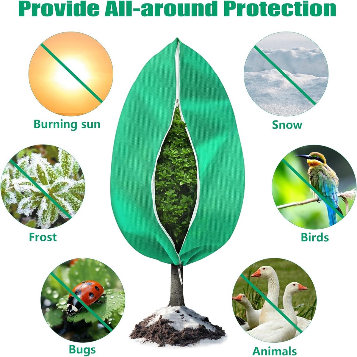 Plant cover - 1 piece - 140*200cm - Frost-resistant plant cover - Winter cover - Potted plant bag - Frost cloth - Plant frost cover - Winter protection bag for plants - Winter plant covers - with zipper and drawstring - for outdoor plants, potted fruit tr