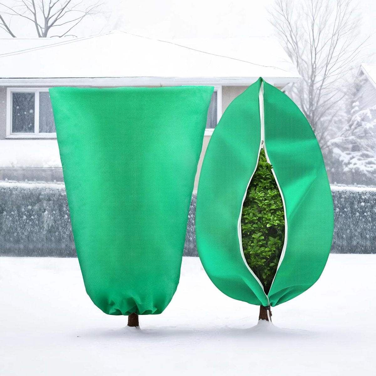 Plant cover - 1 piece - 140*200cm - Frost-resistant plant cover - Winter cover - Potted plant bag - Frost cloth - Plant frost cover - Winter protection bag for plants - Winter plant covers - with zipper and drawstring - for outdoor plants, potted fruit tr