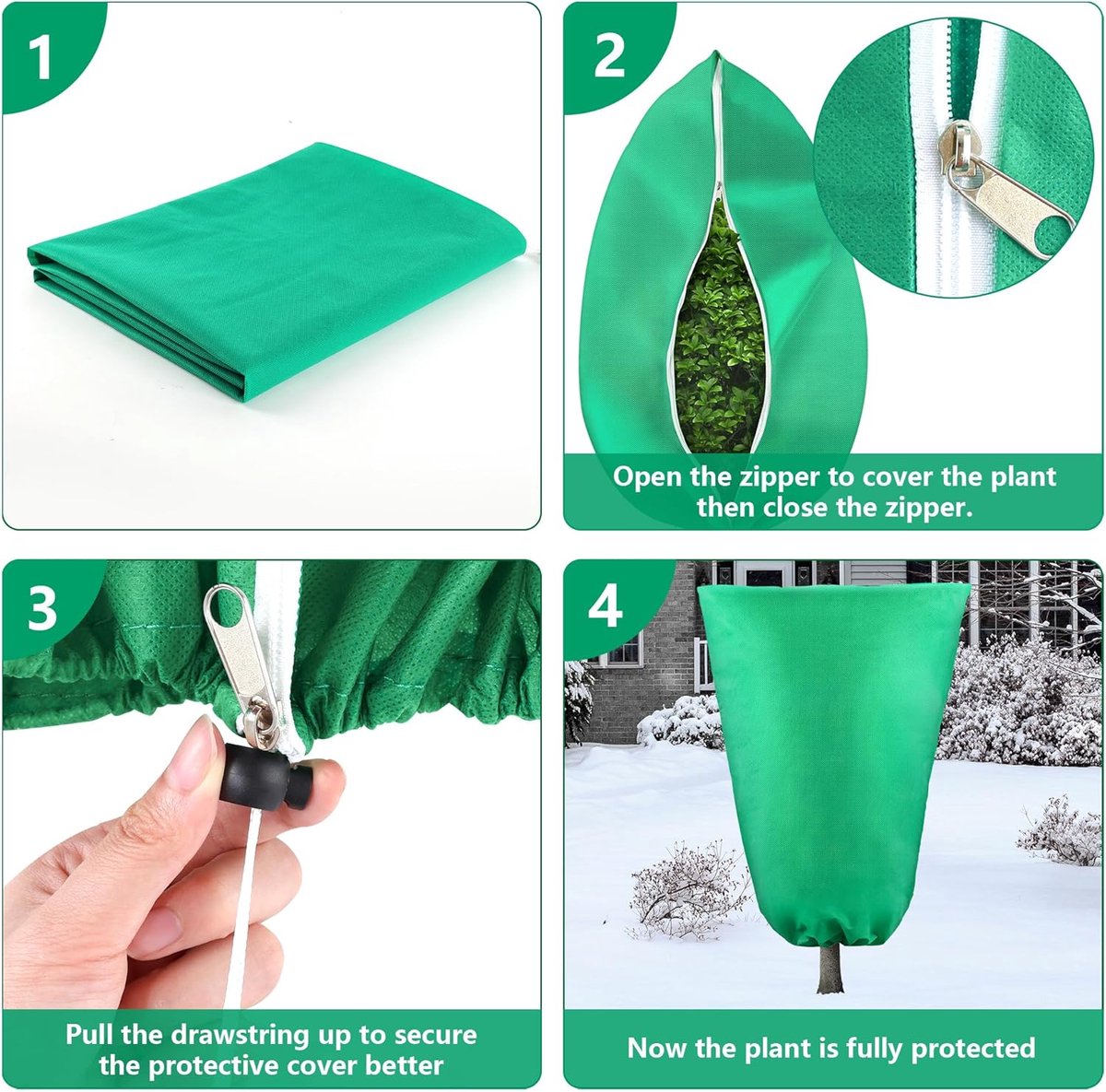 Plant cover - 1 piece - 140*200cm - Frost-resistant plant cover - Winter cover - Potted plant bag - Frost cloth - Plant frost cover - Winter protection bag for plants - Winter plant covers - with zipper and drawstring - for outdoor plants, potted fruit tr