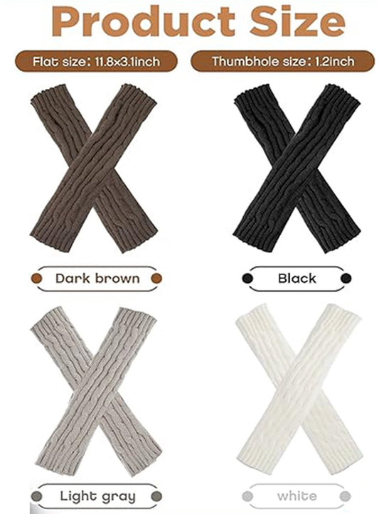 4 pairs of knitted arm warmer gloves - winter sleeves - winter long fingerless mittens - gloves - thumbhole gloves for men and women