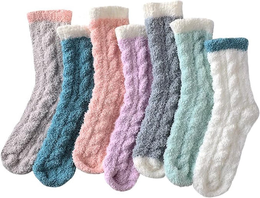 7 Pairs - Warm Winter Socks - socks - cartoon socks - Women's House Socks - Women's Fuzzy Socks - House Socks - Thick socks - Winter Warm Cozy Socks - Soft socks - keep warm - coral fleece - Size 36-40