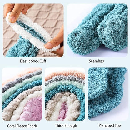 7 Pairs - Warm Winter Socks - socks - cartoon socks - Women's House Socks - Women's Fuzzy Socks - House Socks - Thick socks - Winter Warm Cozy Socks - Soft socks - keep warm - coral fleece - Size 36-40