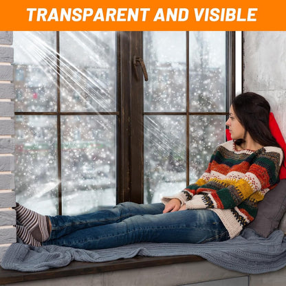 Window Film - Thermal Insulation for Windows - Window Film Insulation Sealing Set - Winter Window Insulation Set - Window Insulation Film - Winter Insulation Window Covering Set - Self-Adhesive - with Velcro - for windows and skylights - transparent - 120
